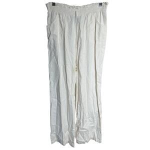 By & By XL Linen Flair Wide Leg White Pants
